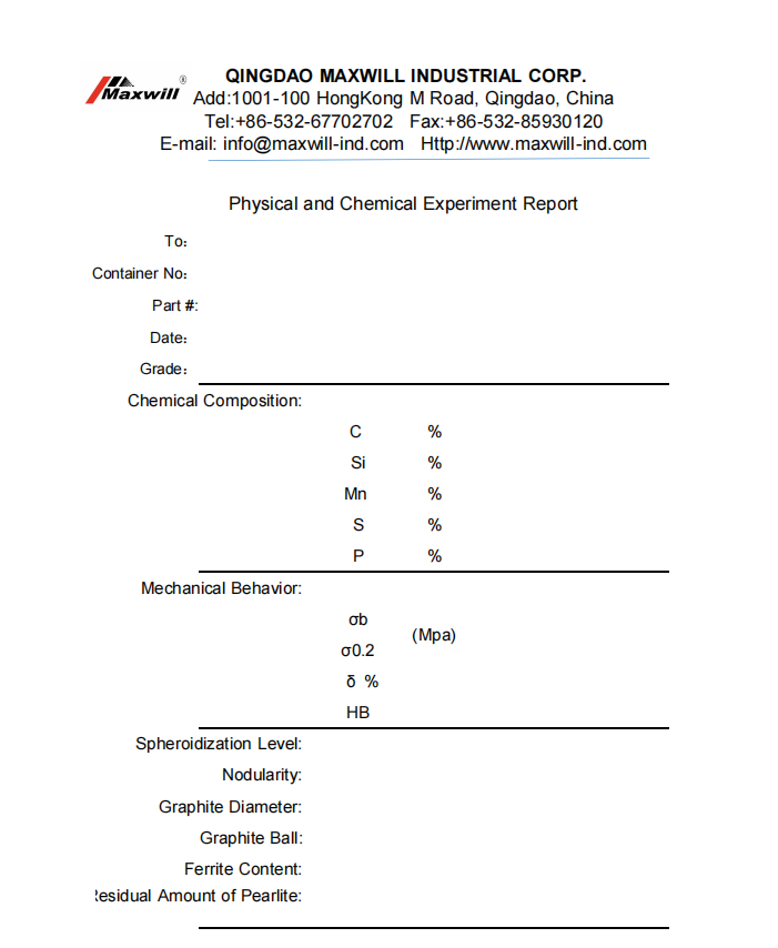 Maxwill Material certificate